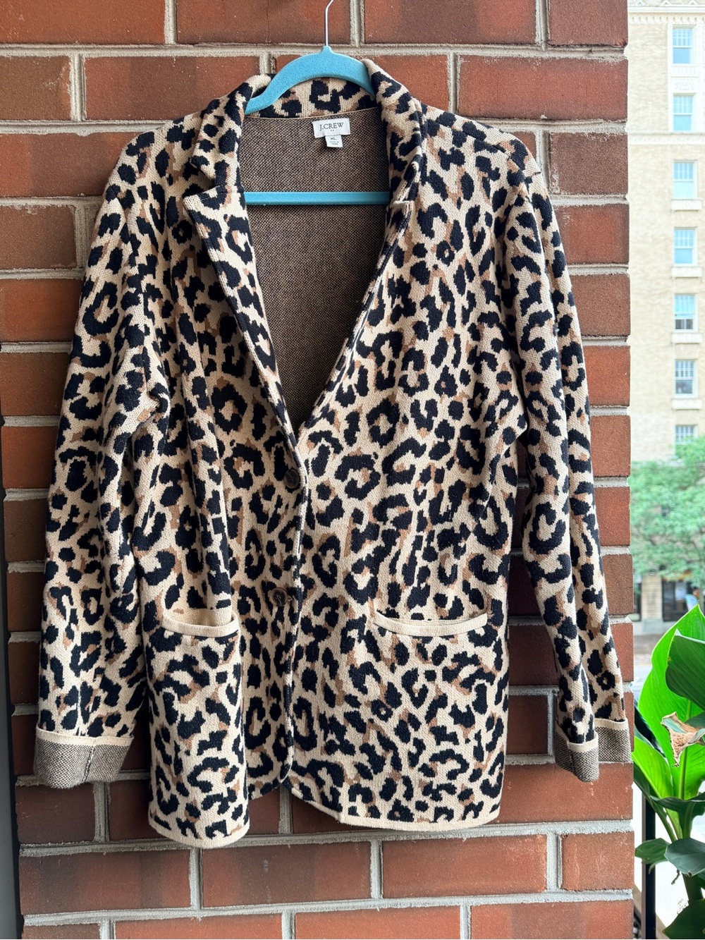 J. Crew Leopard Print Open-Front Blazer Jacket - Tan & Black